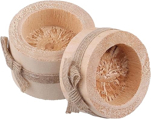 Miniatura 4 de FUNSUEI Paquete de 12 portavelas de madera para velas de té, 3 tamaños, portavelas votivas de madera, portavelas de tronco de madera, portavelas