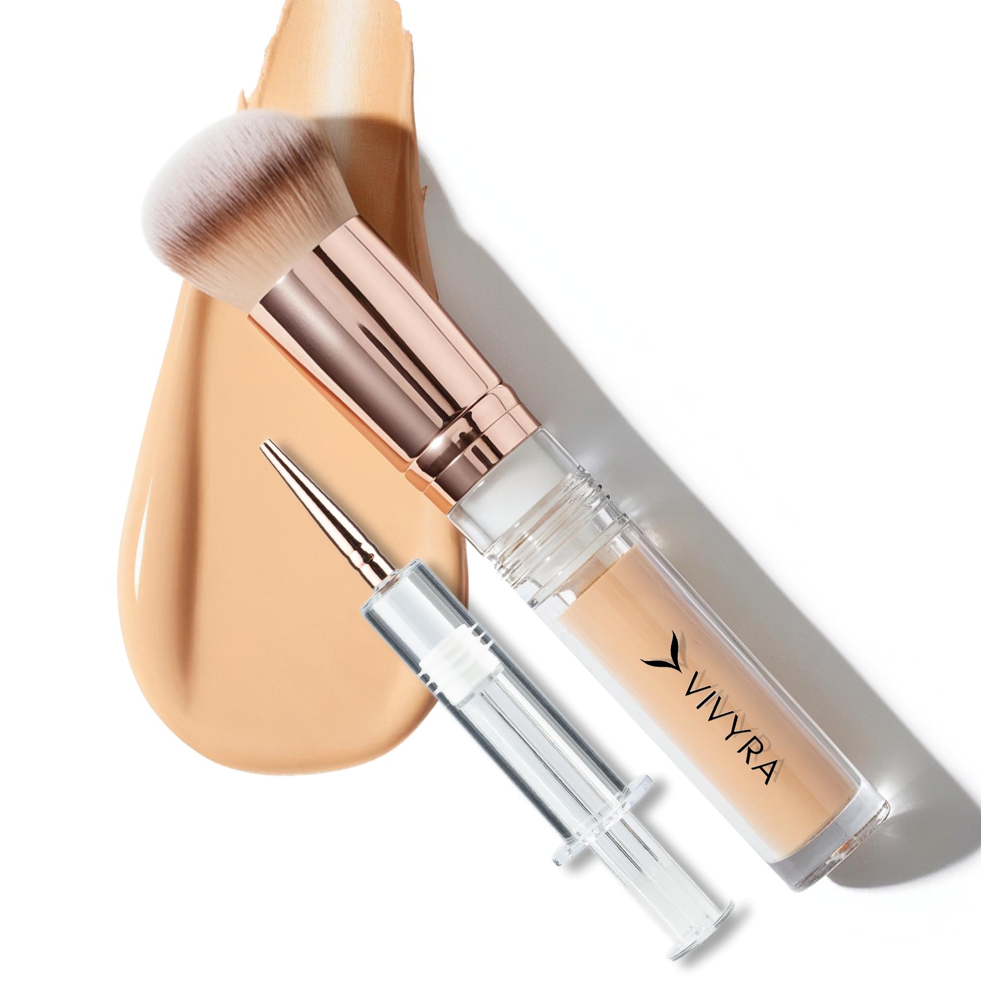 Vivyra Contoured Foundation Brush | Multipurpose Foundation Brush for Liquid & Cream Foundation- with Built-in Container | Contour, Concealer & Blush Makeup brush | Ultimate Travel Makeup Tool - Image 3 thumbnail