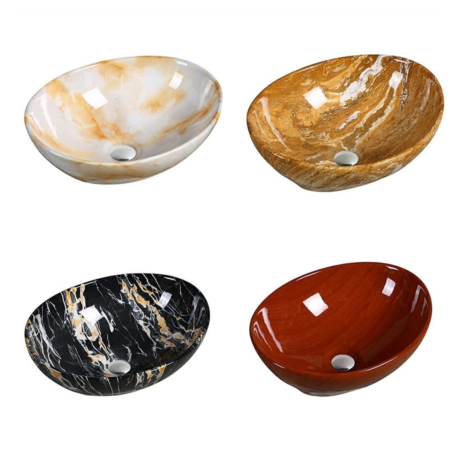 Umywalka Łazienkowa, Hotelowa, Ceramiczna, Nablatowa, Marmurowa, Z Odpływem, Umywalka Na Szampon, Umywalka Nablatowa(Szary)