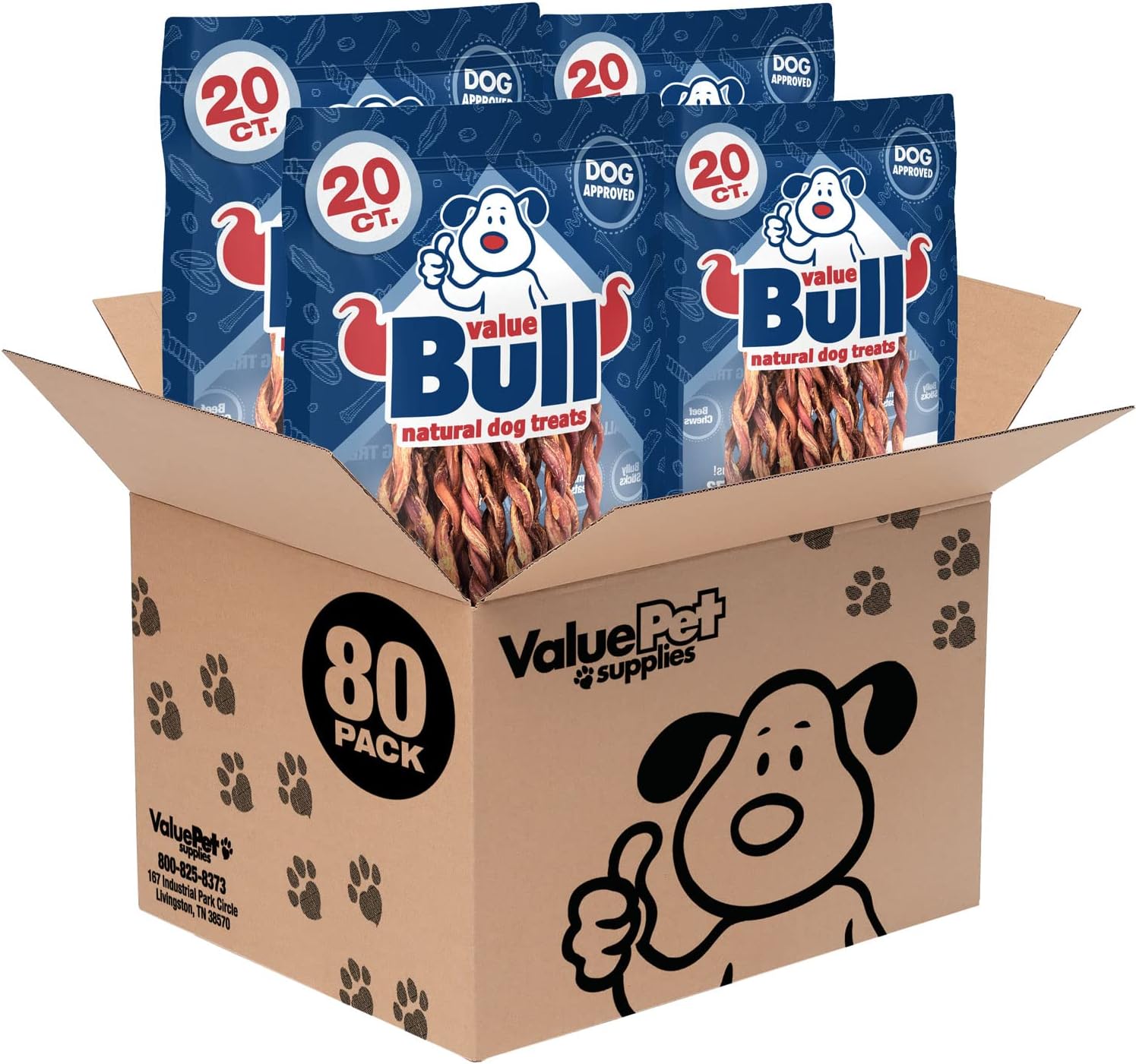 ValueBull Pizzle Twists, Premium Lamb, 80 Count - Natural Dog Treats, Grass-Fed