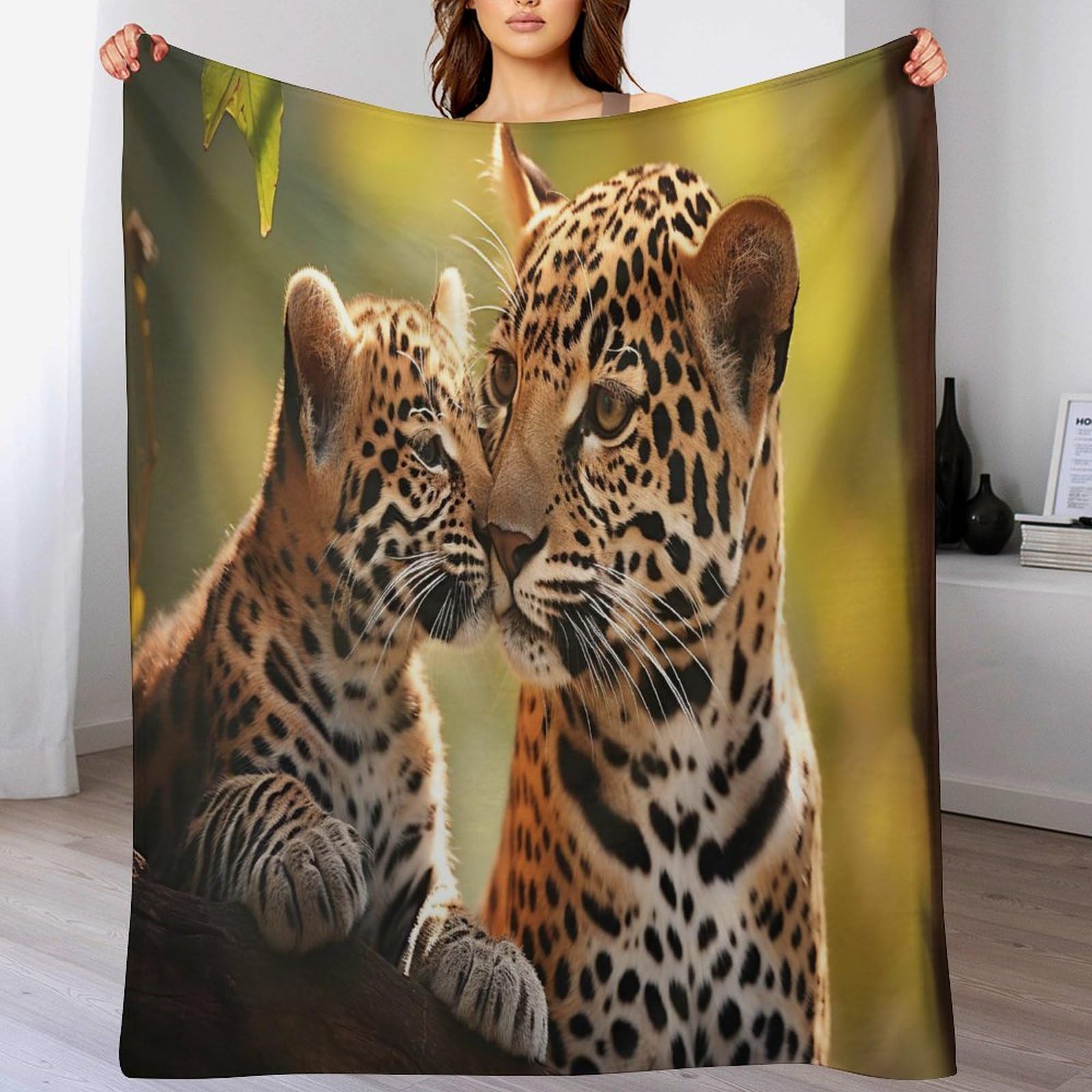 Manta de franela de leopardo para tardes de películas en el sofá