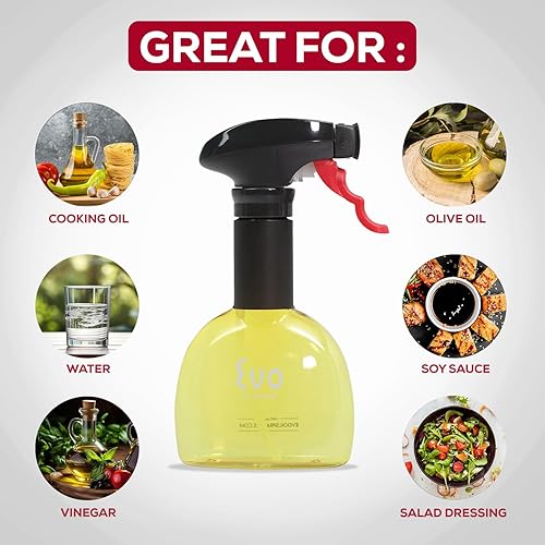 Miniatura 3 de Evo Mini pulverizadores de aceite, sin aerosol, para aceite de oliva, aceites de cocina y vinagres, amarillo, capacidad de 8 onzas, juego de 2