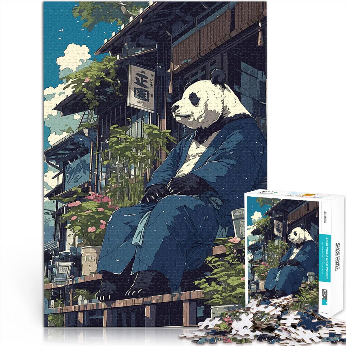 1000 Piece Jigsaw Puzzle for Adults Japanese Panda Bear Anime Analyse und Logik Lernspiel fĂźr Geburtstag, Weihnachten75x50cm