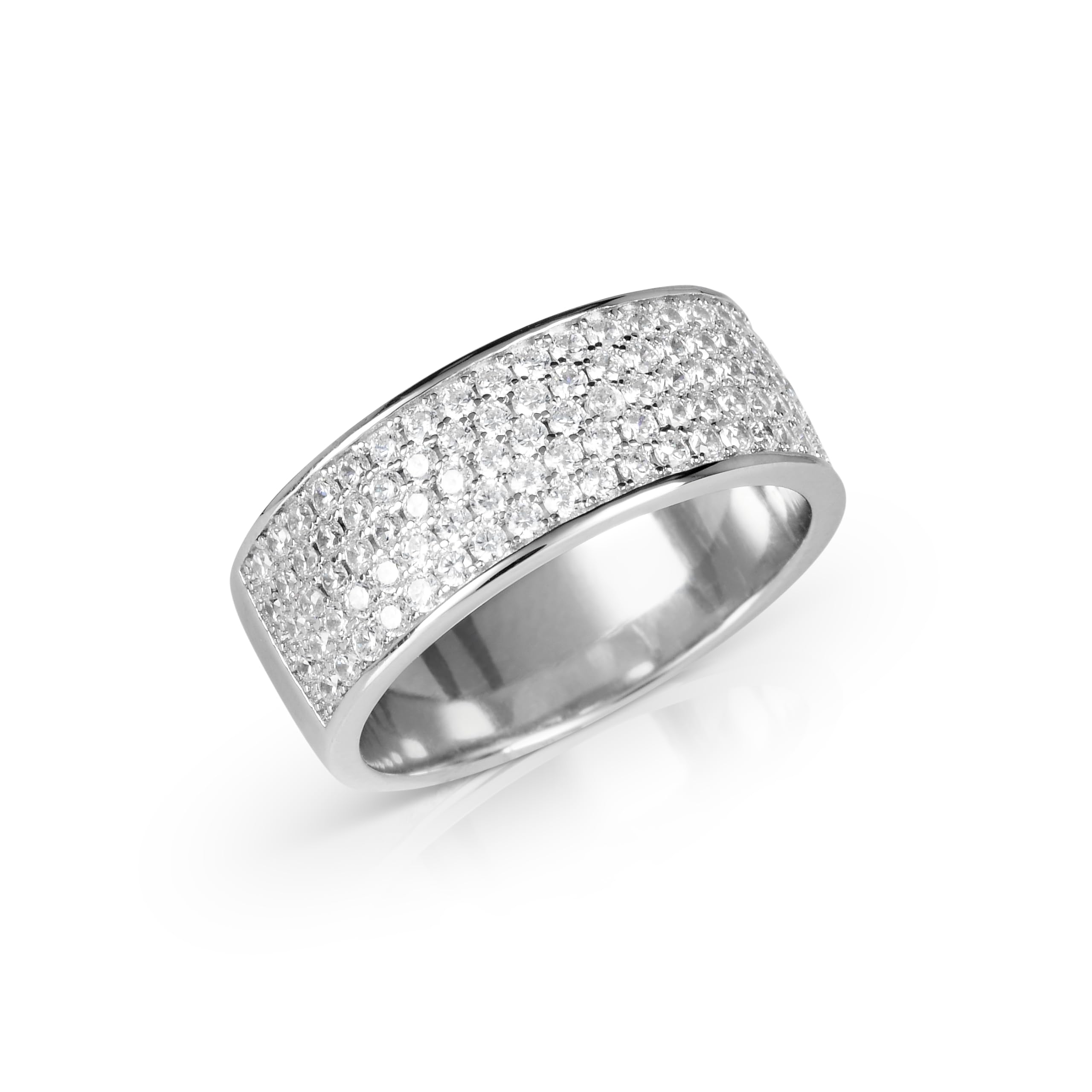 Diamond Treats Anello Donna in Argento 925 con Zirconi, per Donna e Ragazza, Anello a Mezza Fascia per Donna e Ragazza, Grande Anello Argento 925 Donna con Confezione Regalo