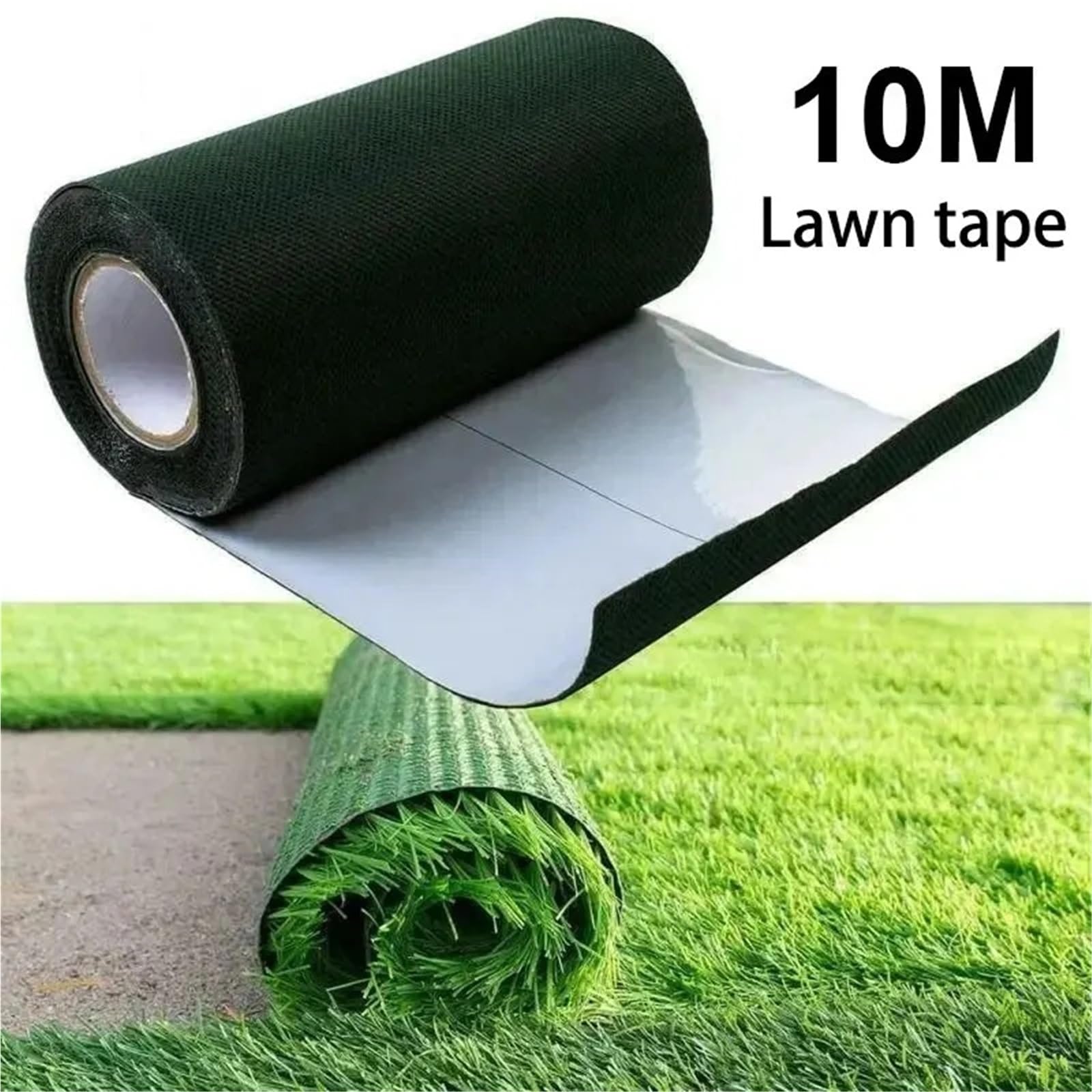 Nastro per giunti in erba sintetica Nastro adesivo for prato verde, tessuto for incollaggio di sintetico artificiale, senza colla, for giardino, autoadesivo(Green Single sided,100mmx10m)