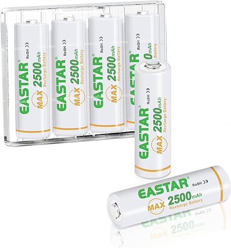 EASTAR BTS Baterías recargables AA  Batería doble A de 1.2 V 2500 mAh de alta capacidad para el hogar y al aire libre, 1000 ciclos de larga