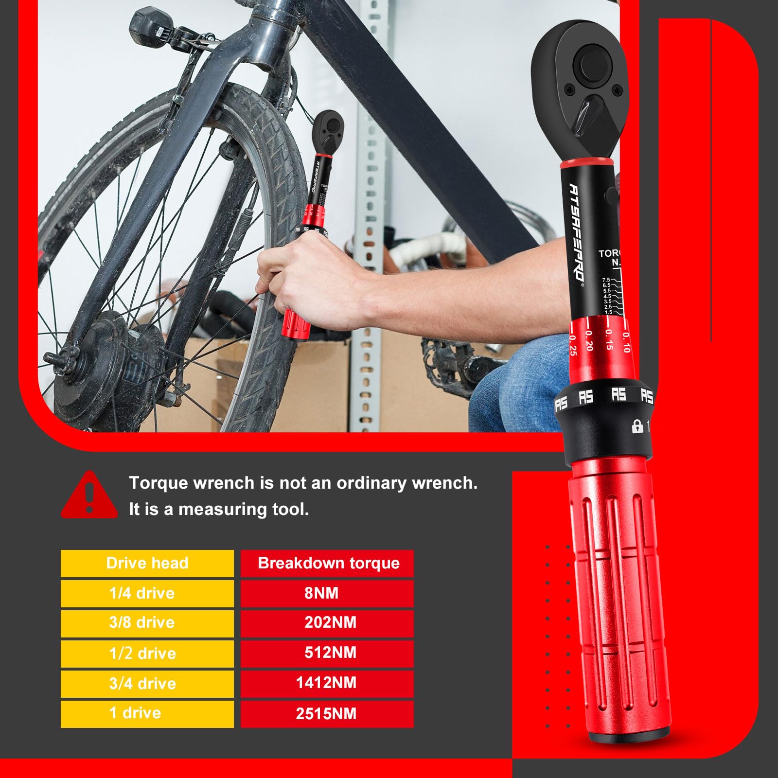 ATsafepro Torque Wrench 1/4 Inch, 1-8 N.m Small Torque Wrench for Bicycle and Motorcycle 72 Tooth Dual, Direction Adjustable - Image 3