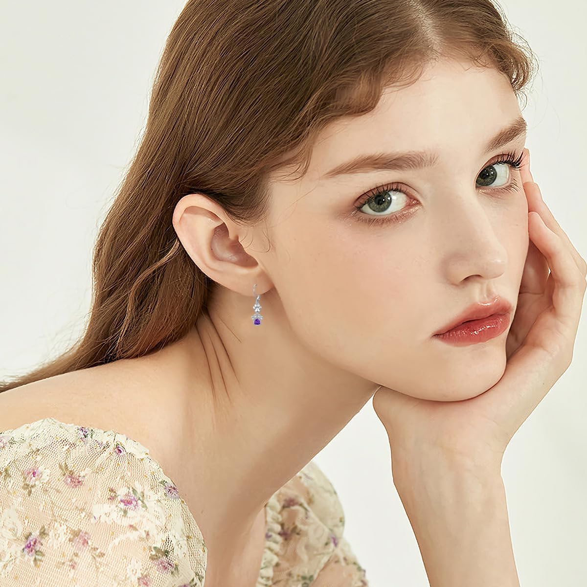 LONAGO Paw Earrings for Women 925 Sterling Silver Cute Dog Cat Paw Print with Birthstone Drop Earrings for Pet - Image 5