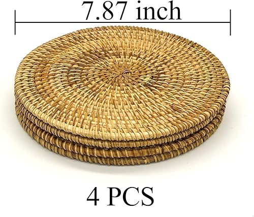 Miniatura 2 de Salvamanteles para platos calientes, salvamanteles de ratán tejido, almohadillas calientes para mesa de comedor, posavasos de paja resistentes al