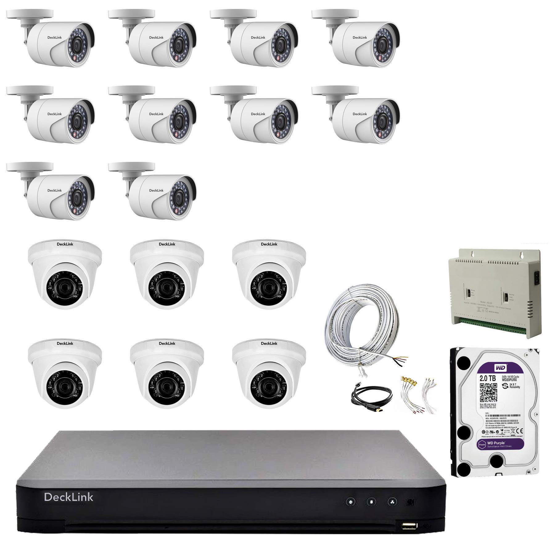 DeckLink 2.4MP CCTV Camera Combo Kit 16Ch. Full HD DVR + 10 Bullet + 6 Dome + 2Tb Surveillance Hardisk + Full Copper Wire Role and All Required Accessories-image-8