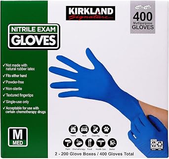 Kirkland Signature DnRbYi Nitrile Exam Multi-Purpose Medium Gloves Latex-Free, 400 Count, 467120