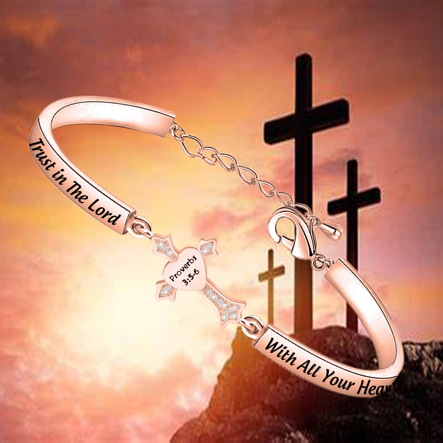BEKECH Christian Bracelet Gifts for Women Trust in The Lord Proverbs 3:5-6 Bible Verse Bracelet Religious Jewelry for Women - Image 6