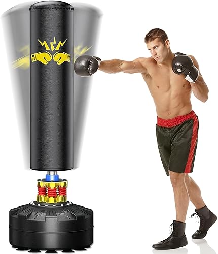 Saco de boxeo independiente para adultos, bolsa de boxeo de 70 pulgadas con soporte para patadas, bolsa pesada con guantes de boxeo, adecuado para