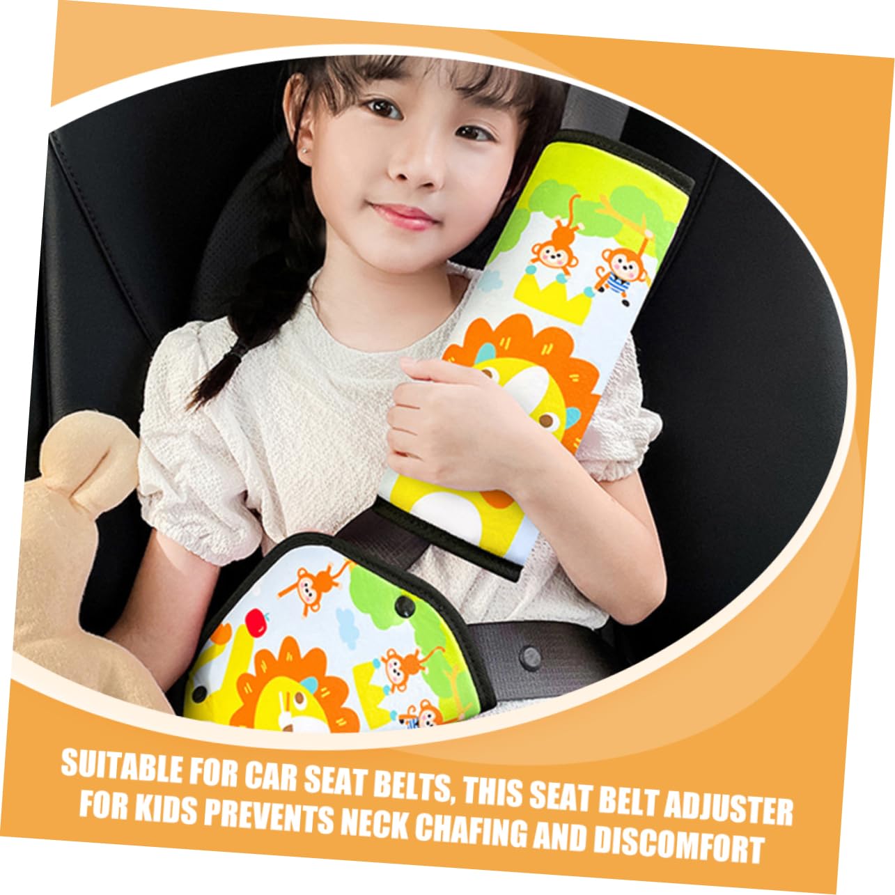 OUNONA 3juegos Almohadillas Ajustables Para Protector De Cuello y Diseño De Animales Soporte De Seguridad Para Coche Previene Rozaduras y Disconfort