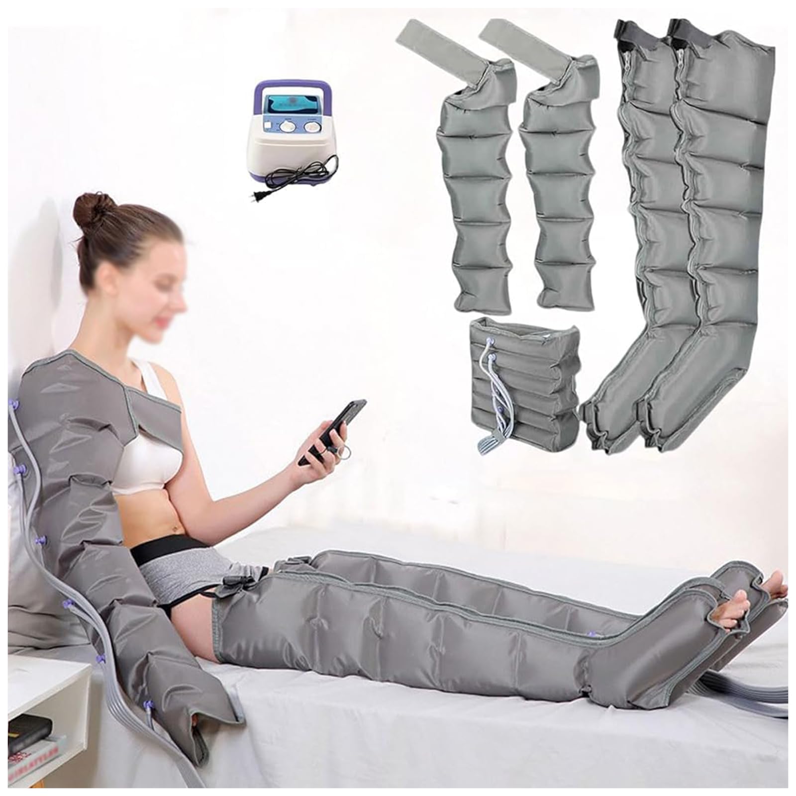 Massaggiatore Elettrico A Compressione d'Aria per Gambe, Fasce per Braccia, Gambe, Vita, Piedi, Caviglie, Polpacci, Macchina per Massaggio, Sollievo dal Dolore,6cavity
