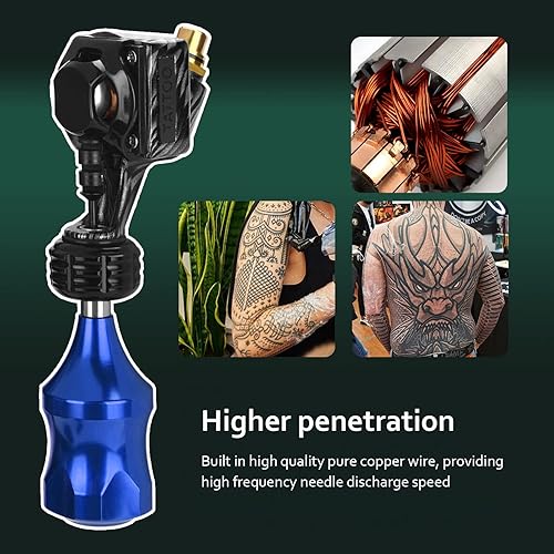 Miniatura 2 de Rotary Tattoo Pen Machine, Long Pen Tattoo Kit Rotary Tattoo Machine, Cartucho Inalámbrico Ametralladora Tatuaje Agujas de Tatuaje Marco de Aleación