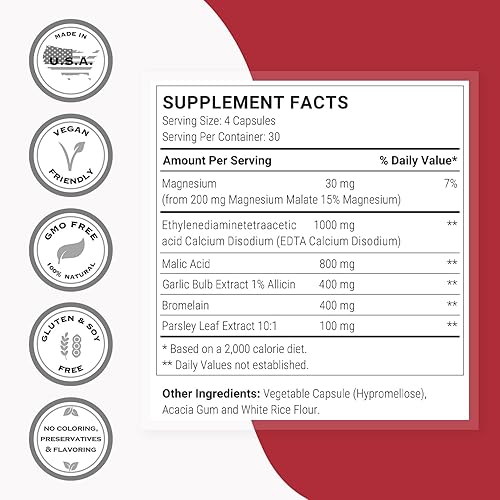 Miniatura 4 de SuperSmart - Cardio Clear (suplemento EDTA de ajo) - con ácido málico, EDTA disódico de calcio, magnesio, bromelina  Sin OMG y sin gluten - 120