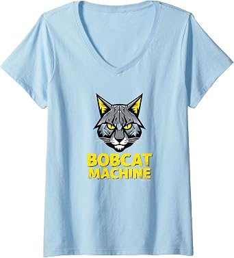 Women's Bobcat Machine - Fierce Feline Graphic Art T-Shirt for Men V-Neck T-Shirt