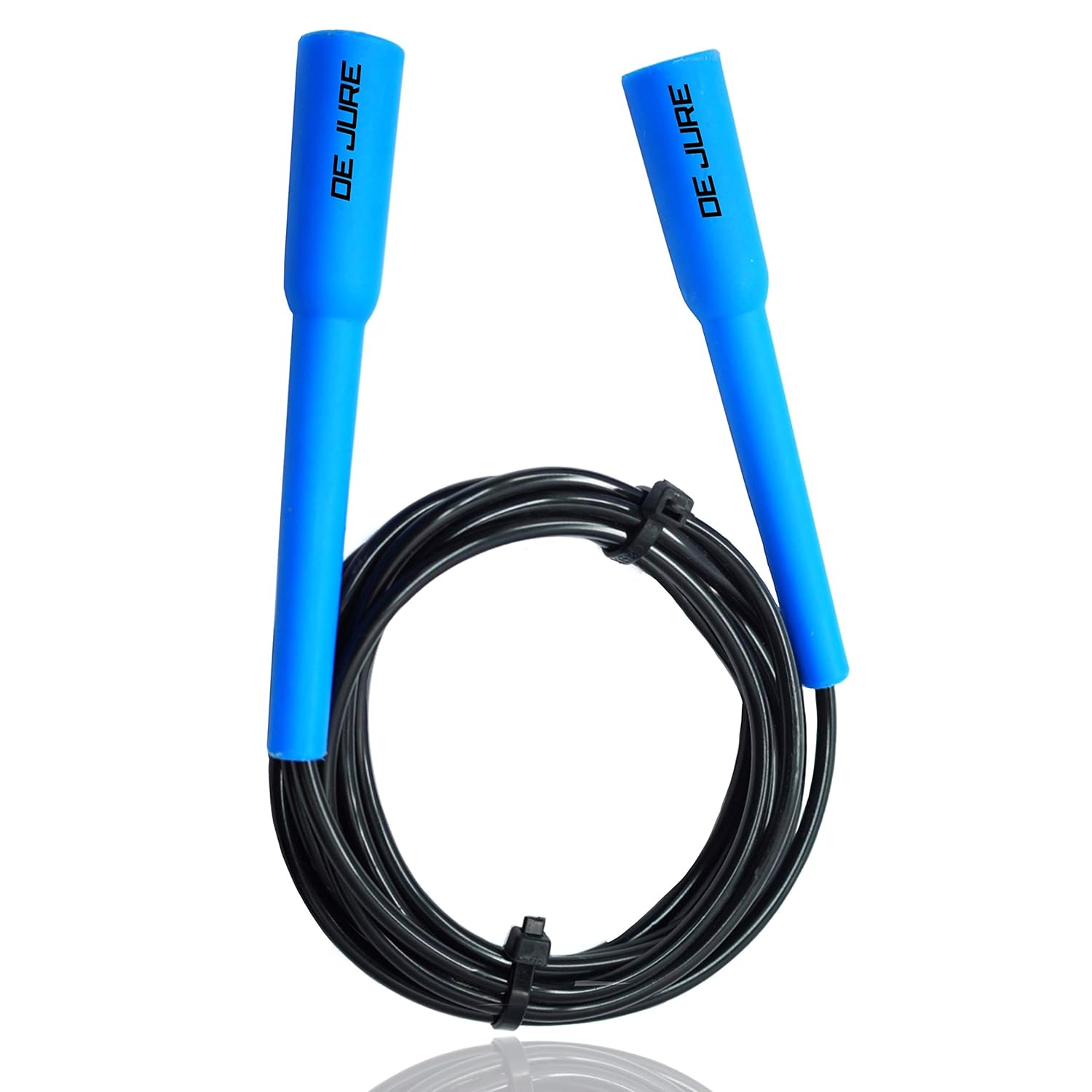 DE JURE FITNESS Adjustable Skipping Rope � Slim Handle, 275cm, Multiple Colors (Black-Blue)