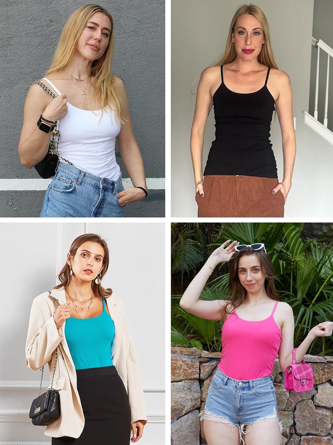 V FOR CITY Cotton Shelf Bra Camisole Tops for Women Adjustable Spaghetti Strap Tank Top Summer Cami Shirt 3 Pack - Image 6