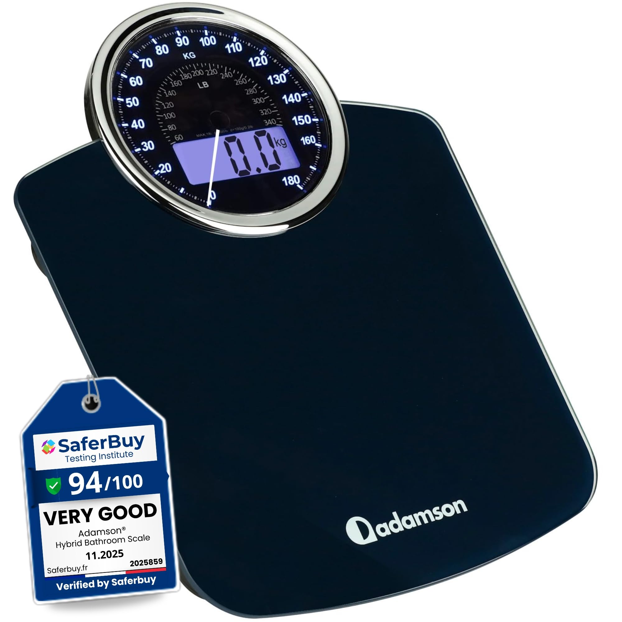 Adamson Hybrid 2-in-1 Analog & Digital Weighing Scale for Body Weight up to 180kg + Thick Tempered Glass + Extra Large Display + Easy to Read Digital Bathroom Scale + New Version-image-2