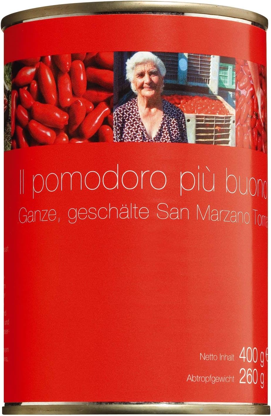 San Marzano Tomatoes - 6 cans of 400 G (drained weight: 6x 260 G)