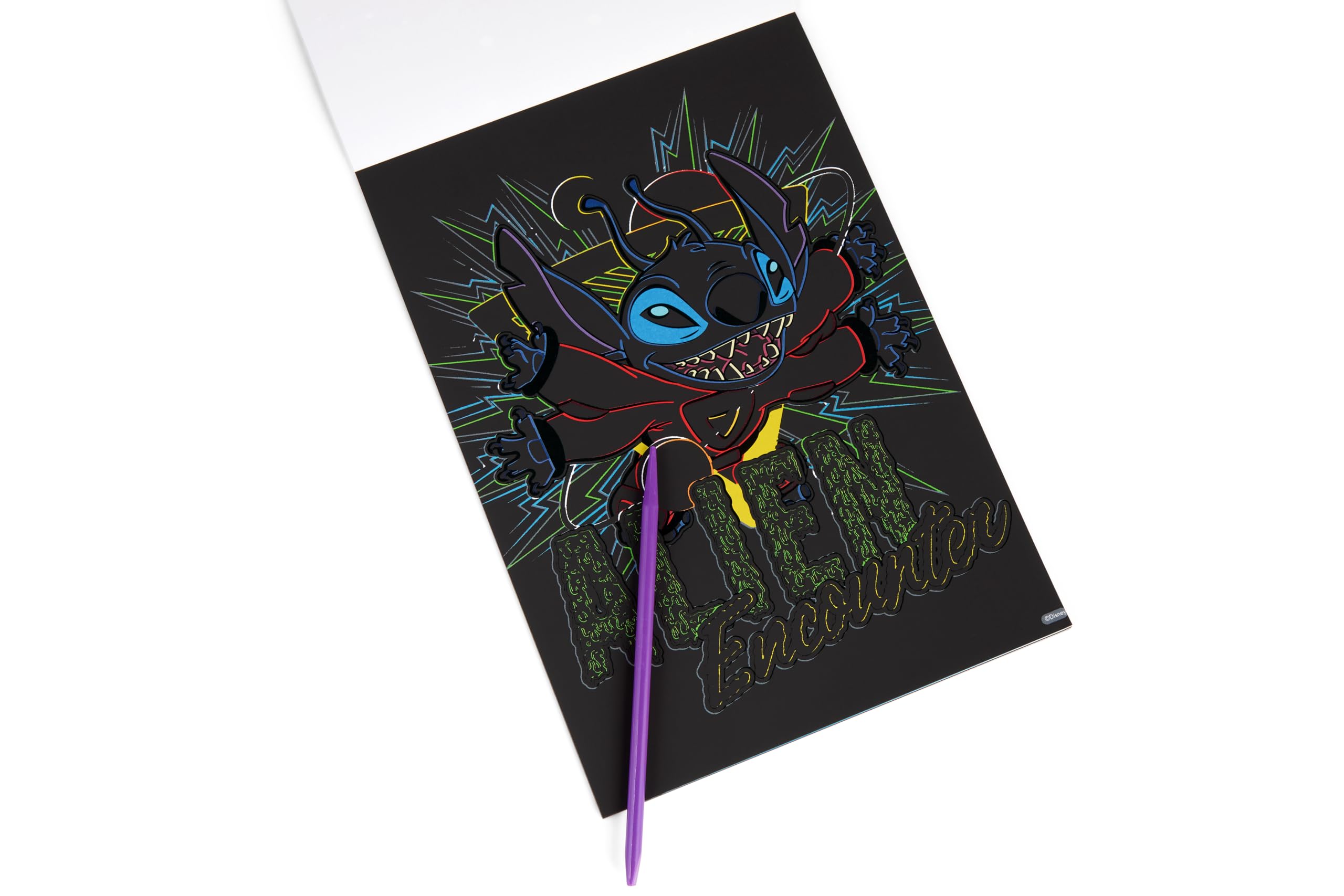 Disney Stitch Scratch Pictures Book A5 for Children Scratch Art Craft Book with 15 Motifs in A5 Format Includes Wooden Scratch Pen Rainbow Colour Effect Creative Set from 3 Years - Image 3