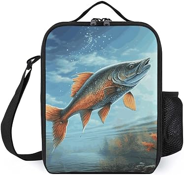 Lunch Box Lunchbag for Women Men Leakproof Cooler Tote Bags Safflower Flying Fish Insulated Lunchbox Reusable Cute Lunch Pail Bag Cooler Lunch Container for Work Picnic Travel