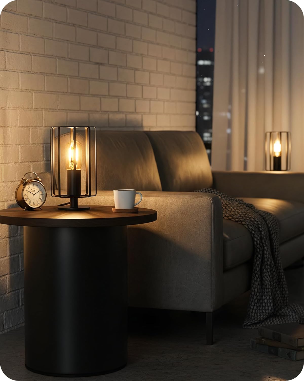 Industrial Small Table Lamp, Small Bedside Lamp with Dimmable 2400K Warm Light LED Bulb, Vintage Desk Lamp, Black Nightstand Lamp for Bedroom, Study, Office, Small Space, B05TL05