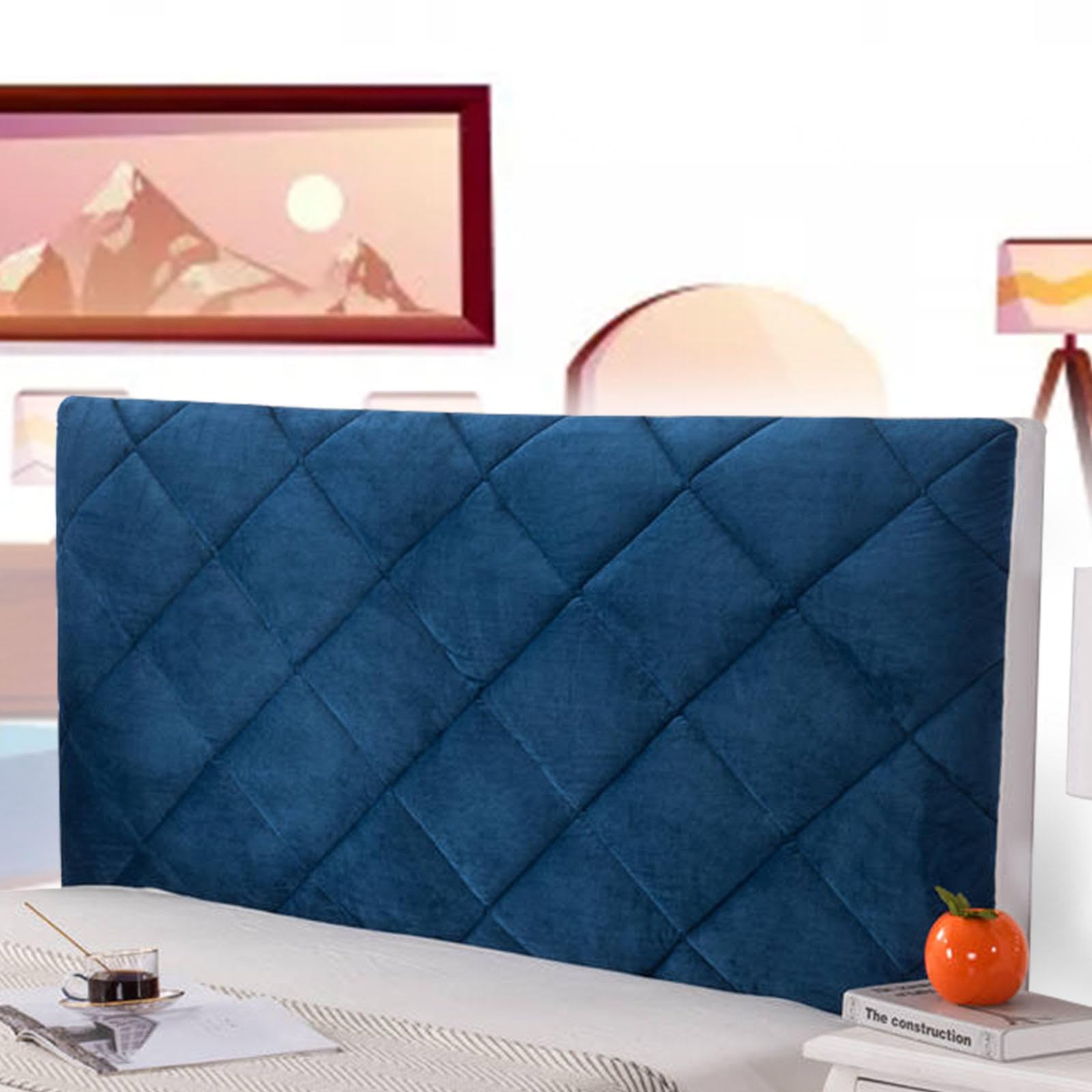 Headboard Covers for King Size Bed White Headboard Cover Double Bed Super King Size Brown Grey Protector Slipcover Furniture Dustproof Cover for Beds Wood/Leather,blue-220cm