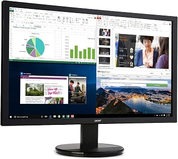 acer K202HQL Abi 19.5 HD (1366 x 768) NTSC 72% Color Gamut Tilt VESA Compatible Monitor for Work or Home | 1 x HDMI & VGA Port, Black