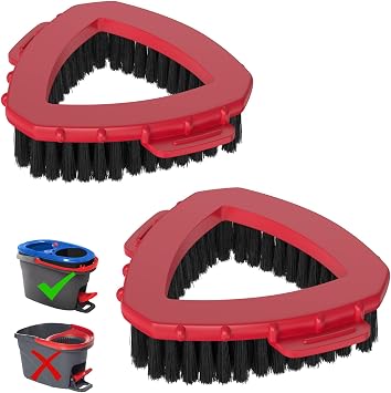 2 Pack Scrub Brush Head Replacements Compatible with O-Cedar RinseClean 2-Tank Spin Mop System, Triangular Stiff Bristle Scrubber Attachment for Tile, Grout, Bathroom, Kitchen Deep Cleaning