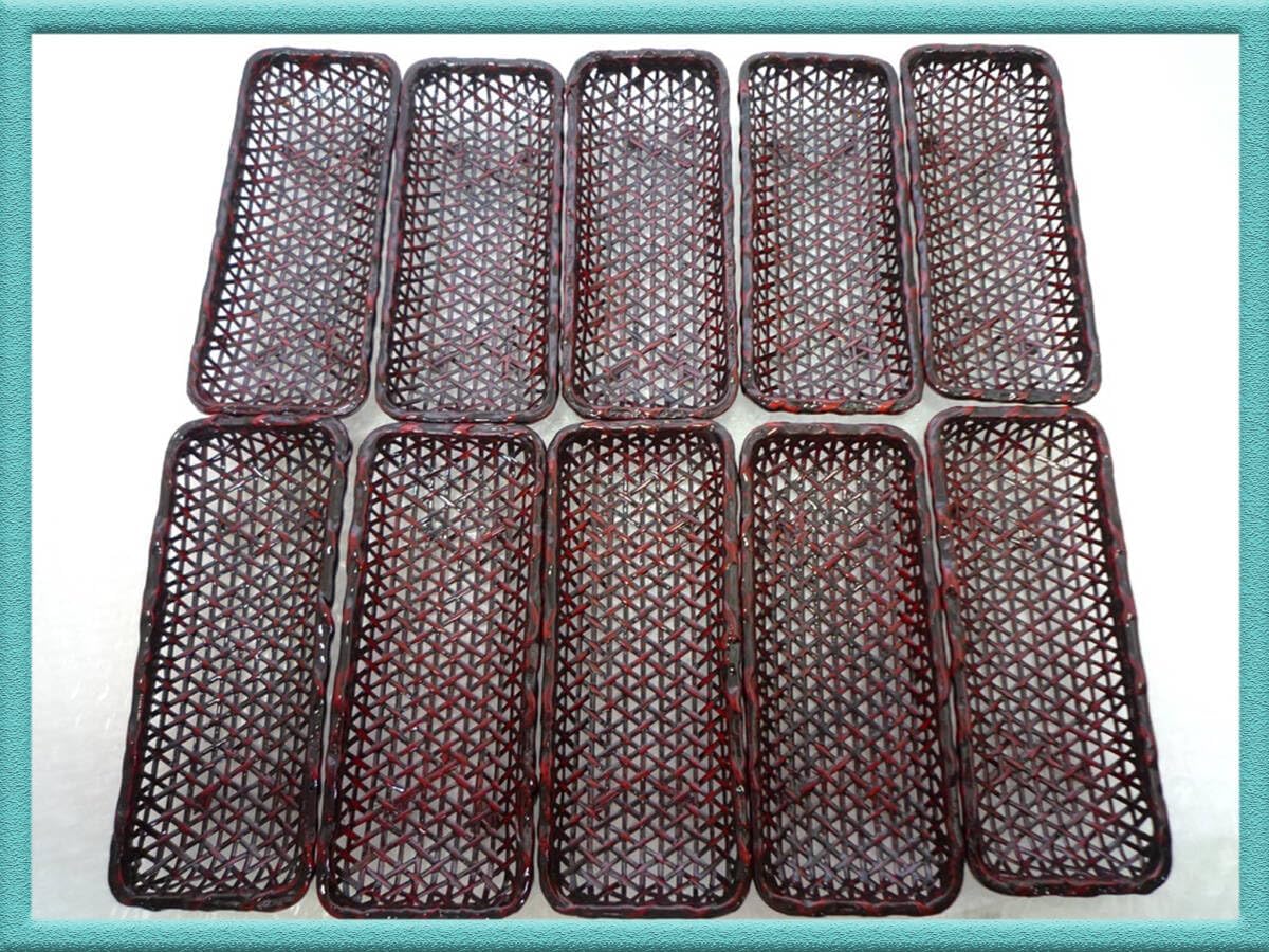 籃胎漆器12点セット お盆、菓子器、おしぼり入れ、茶托、箱付 籃胎漆器