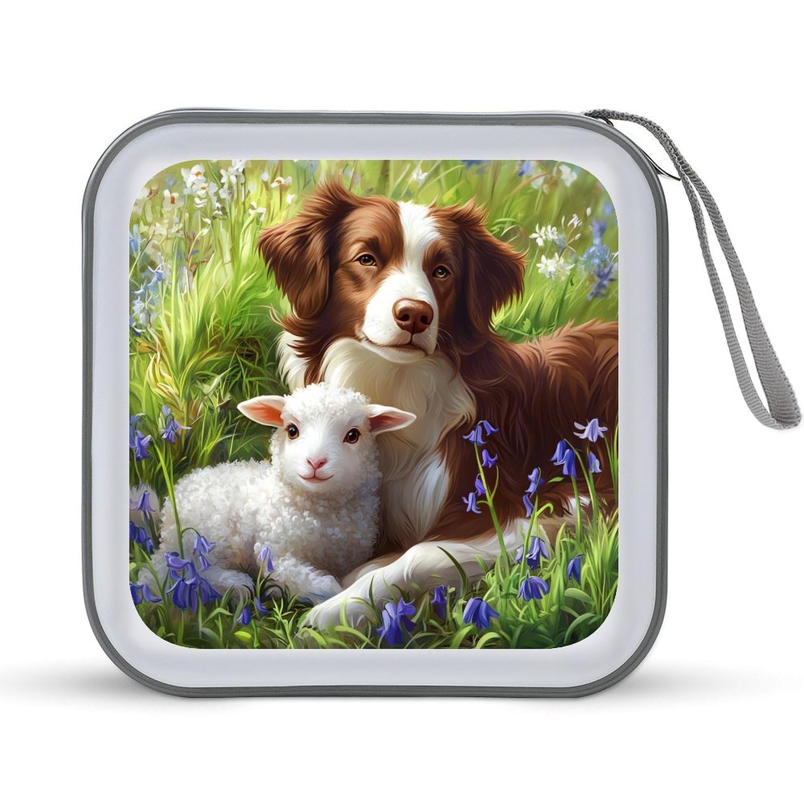 Border Collie Dog Sheep CD Case Plastic DVD Case Holder Wallet Disc Storage Organizer for Car Travel