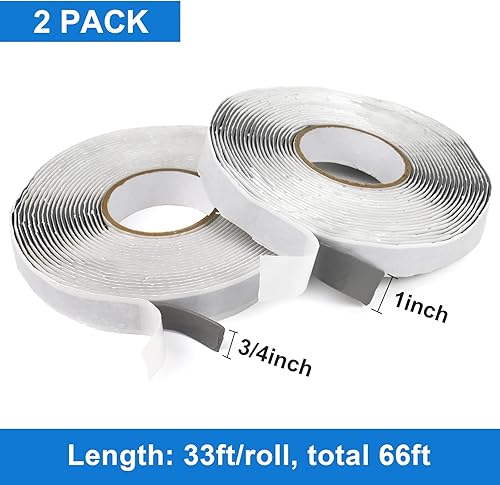 Miniatura 4 de BOMEI PACK Paquete de 2 cintas de sellado de butilo, 18 pulgadas x 1 pulgada y 34 pulgadas x 30 pies, masilla, cinta de masilla a prueba de fugas