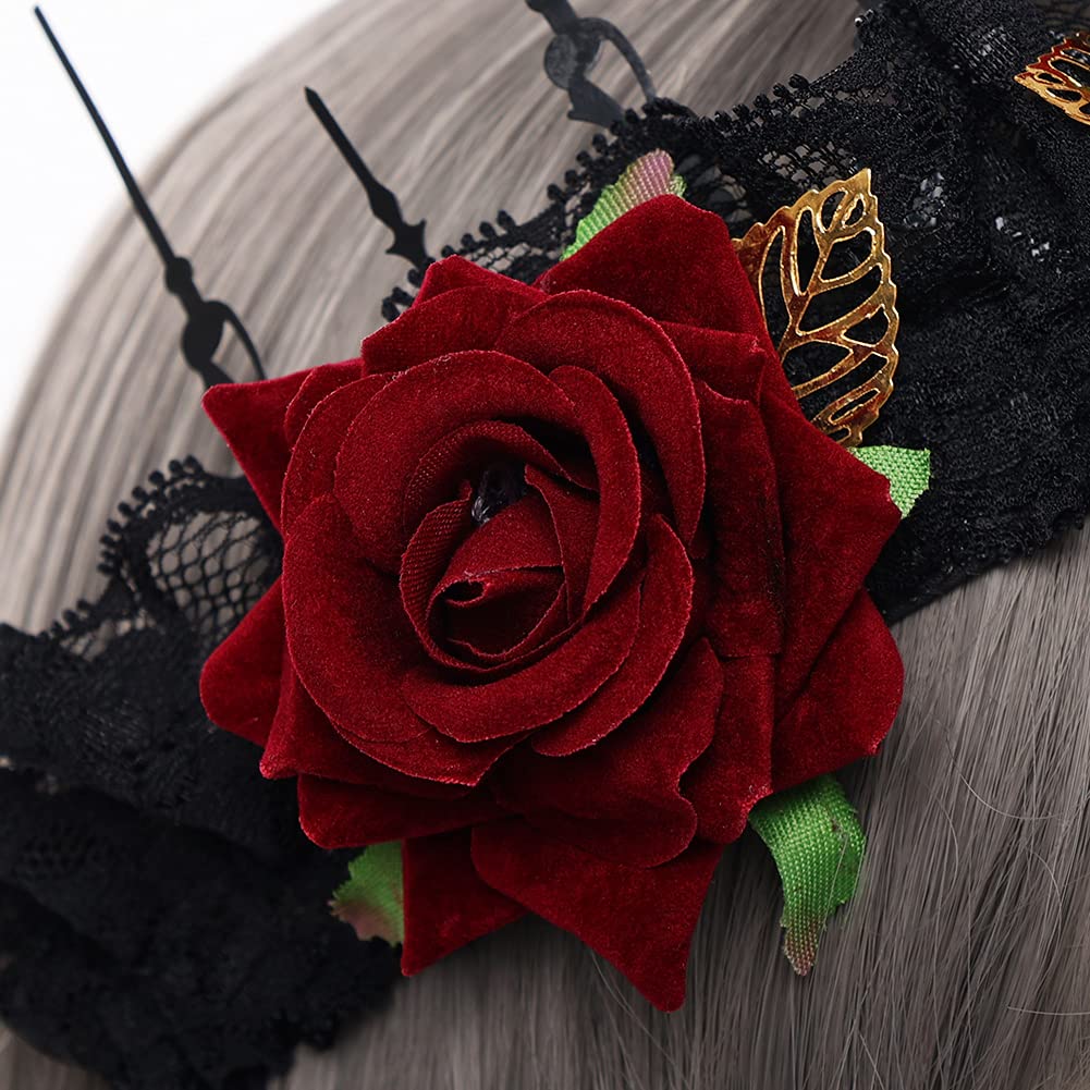 COSDREAMER Serre-tête gothique avec couronne de roses (rouge 1)