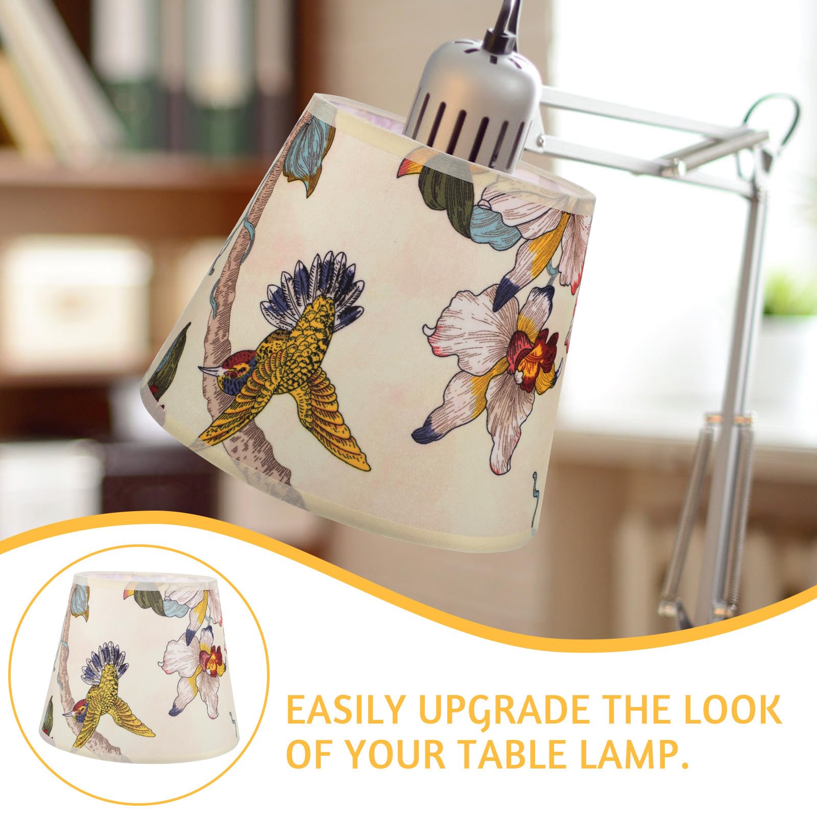 Stofflampenschirm mit Blumenmuster für E27, Tischlampe, Klassisch