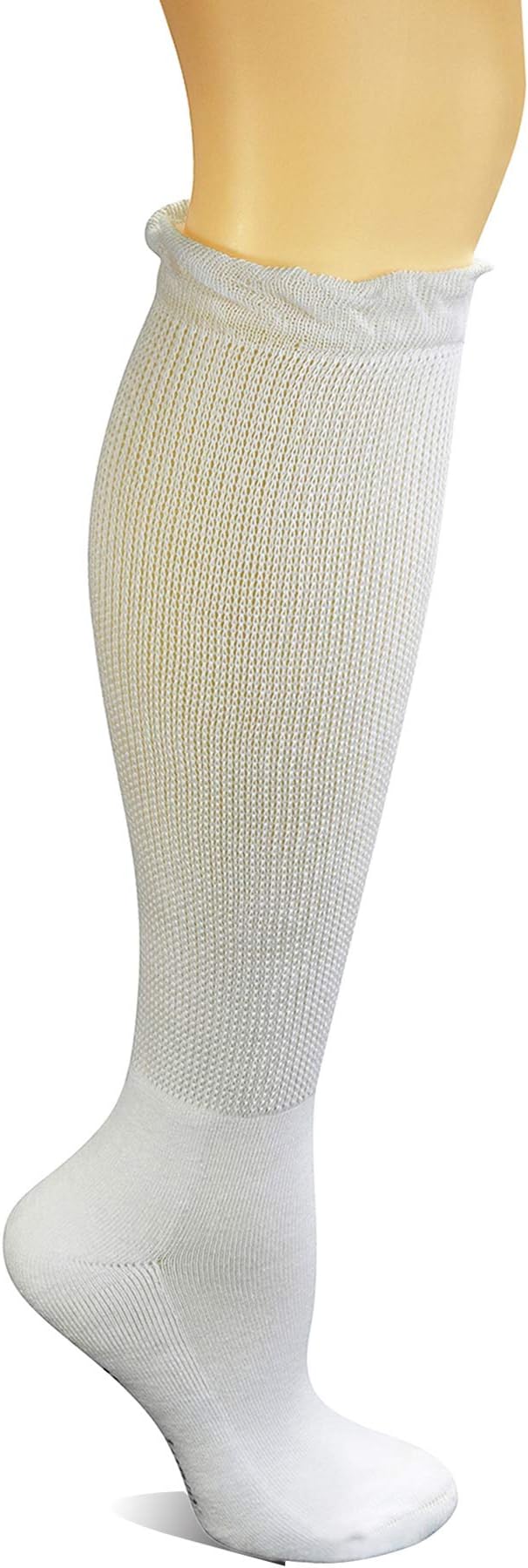 Women's Non-binding Lace Knee-Hi Boot Diabetic Socks with Seamless Toe,4 Pairs