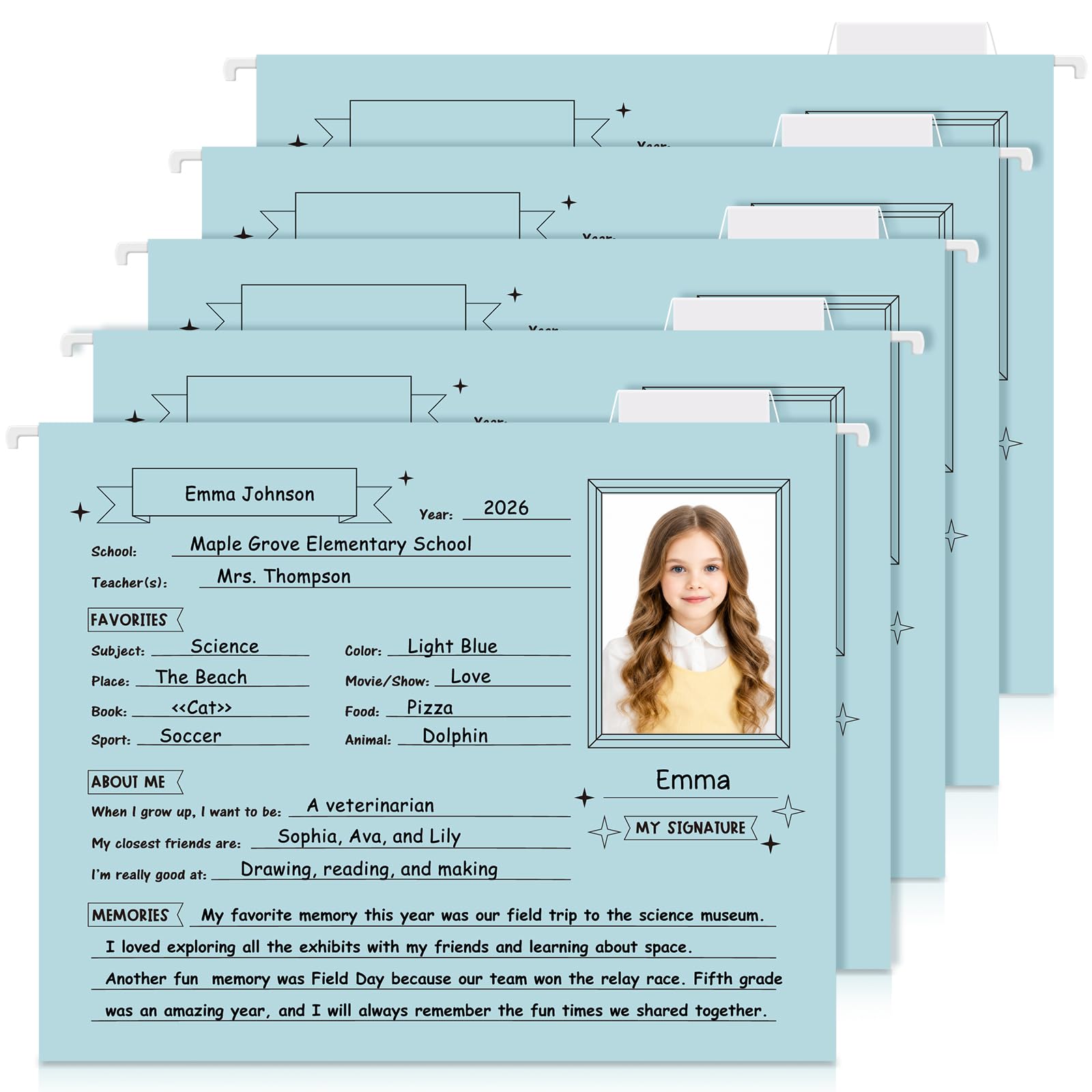 Photo 1 of Glenmal School Year Memory File Folders (25 Pack, Blue)