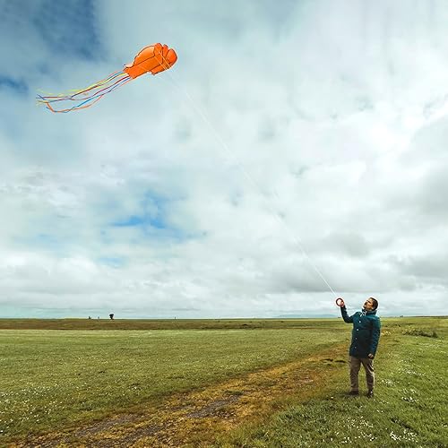 Miniatura 5 de Cometas de pulpo para niños y adultos fáciles de volar, 24 x 158 pulgadas, kit de cometa grande y suave para niños y niñas, juego de cometa de playa