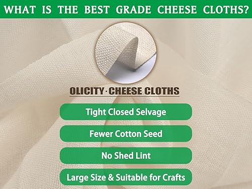 Miniatura 4 de Olicity - Paños de tela para queso de grado 100, de 36 x 36 pulgadas, paño de tela para queso reutilizable con bordes cerrados de malla fina, paño