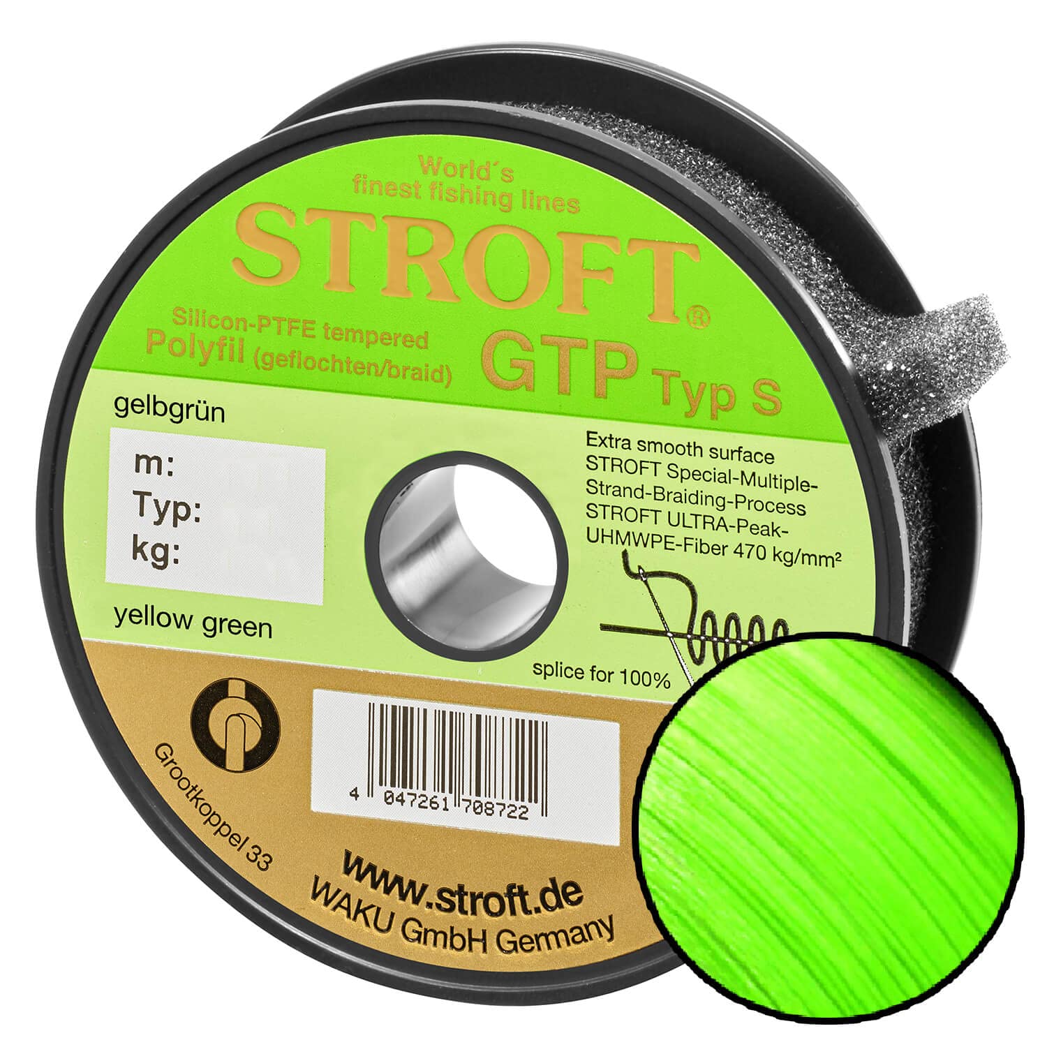 STROFT GTP Typ S Geflochtene Angelschnur 200m Gelbgrün - Ultra Smooth UHMWPE Hochleistungsschnur, extrem glatt, hohe Zugfestigkeit, perfekte Wurfweite & Ablaufeigenschaften für Spinnfischen