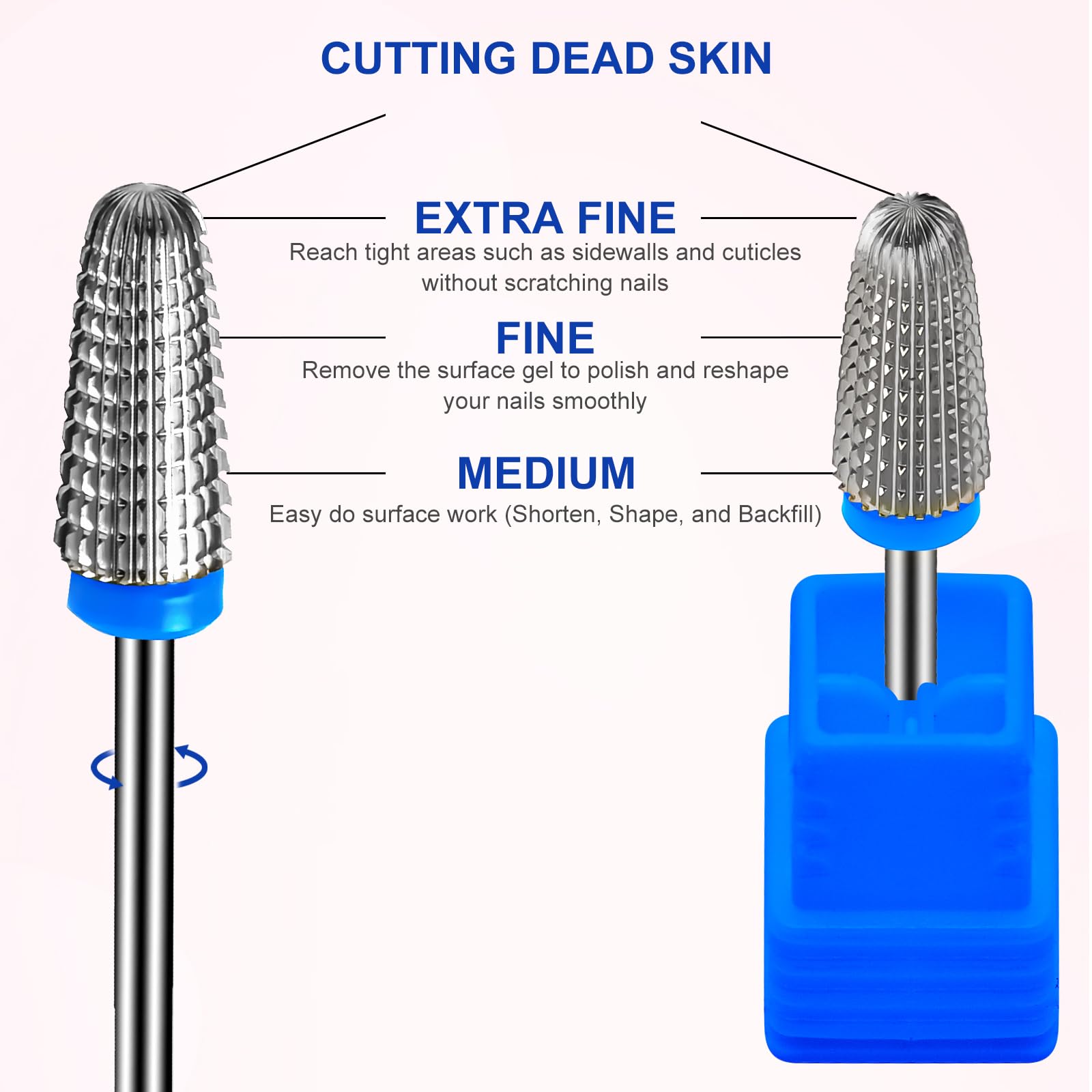 CGBE Fresas Torno para Uñas 5 en 1, Brocas para Uñas de Carburo de Tungsteno para Quitar Acrílico Poligel Gel Duro Cutícula, 3/32 Pulgadas Brocas de Torno Eléctrica para Uñas