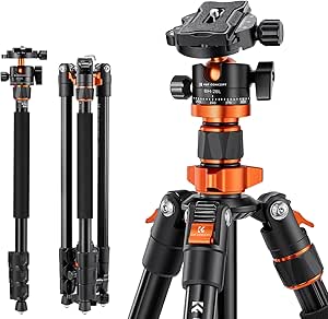 K&amp;F Concept 78 inch Camera Tripod for DSLR Compact Aluminum Tripod with 360 Degree Ball Head and 10KG Load for Travel and Work K234A7+BH-28L (S210)