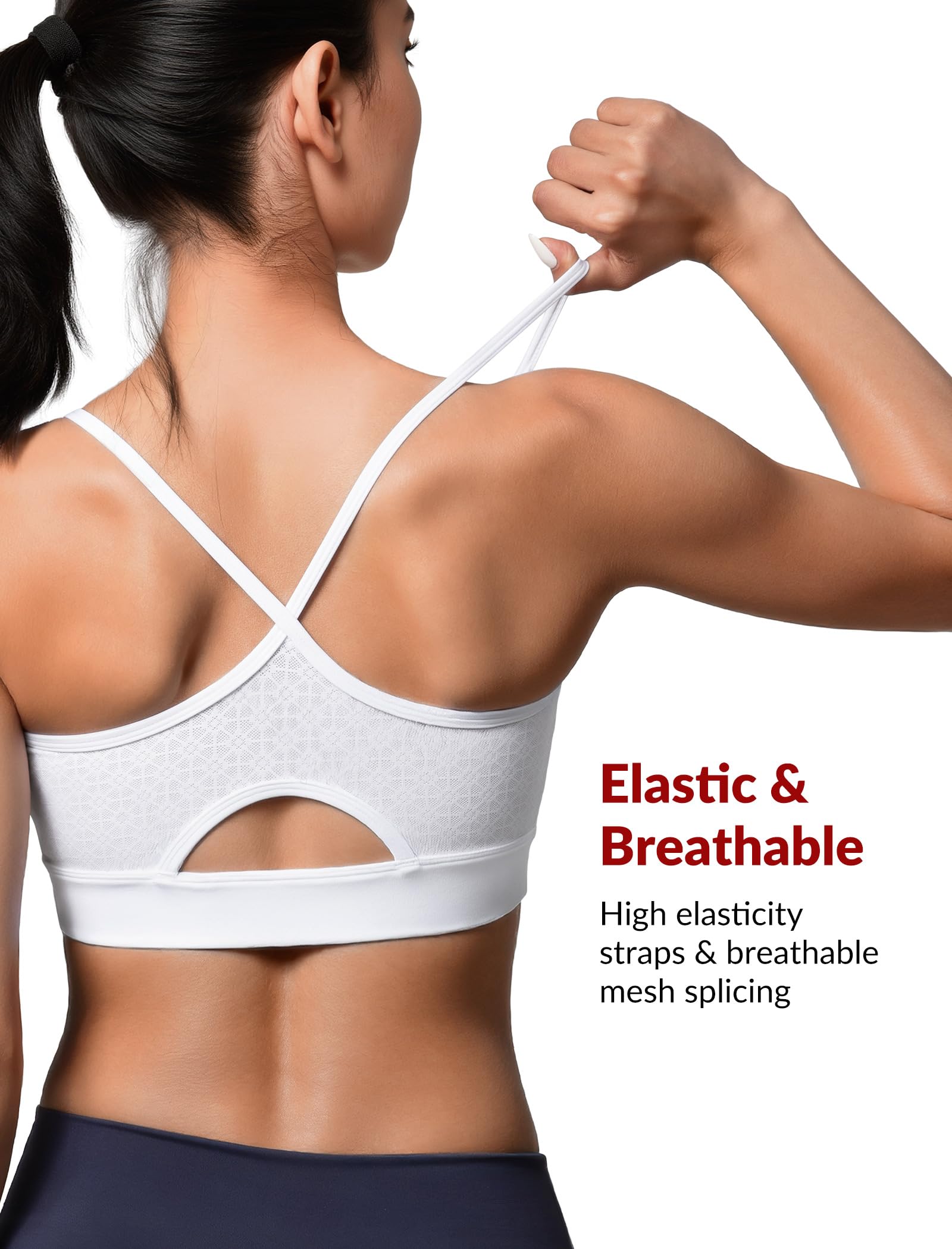 Yvette Reggiseno sportivo leggero da donna, coppa fissa 3D, maglia a rete, per yoga, allenamento, con spalline sottili