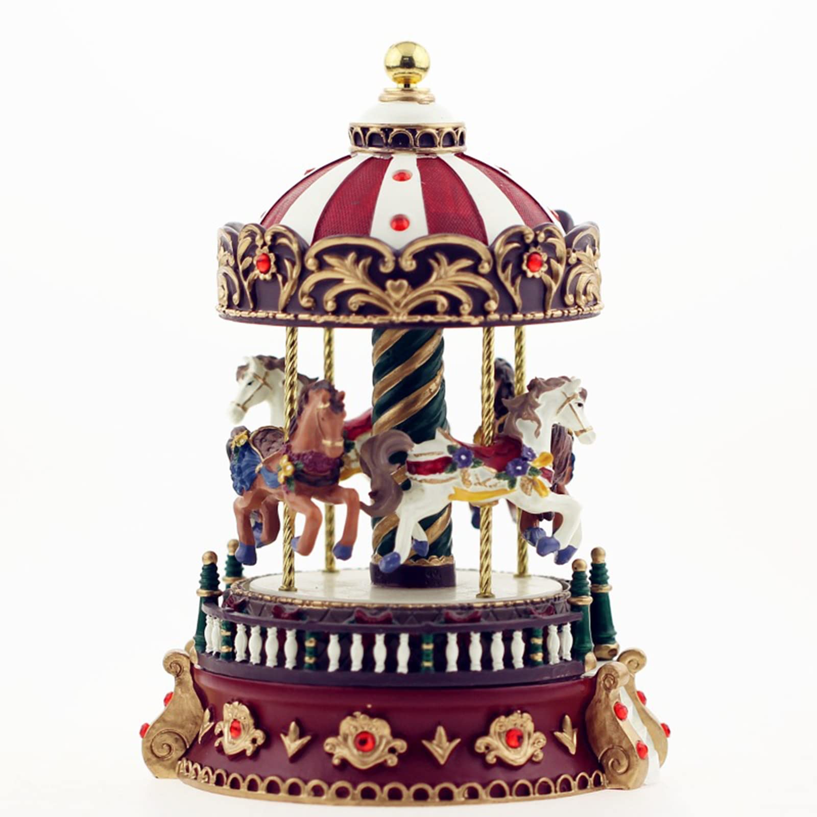 Docooler Mini Karussell, Rot Karussell Spieluhr, Kreative Kunstharz Handwerk Ornamente für Freundin Kinder Kinder Weihnachten Festival