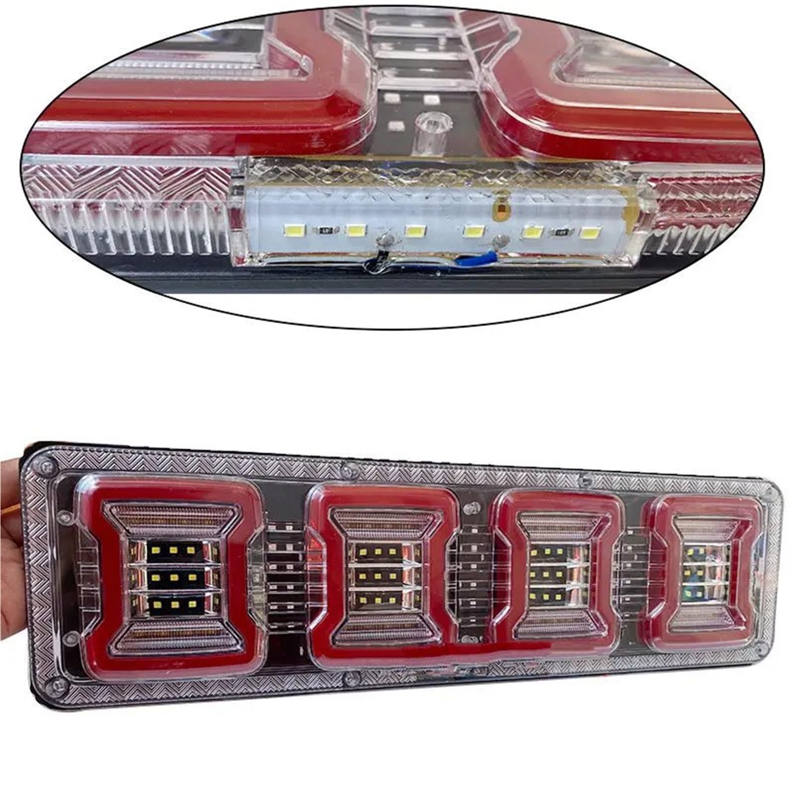 Piloto Posterior Coche para Caravana Autobús Freno Marcha Atrás Lámpara 2x46 Cm Impermeable LED Camión Remolque Camión Luz Trasera Luz Advertencia Luz Trasera Parada Faros Traseros(2X46cm,24V)