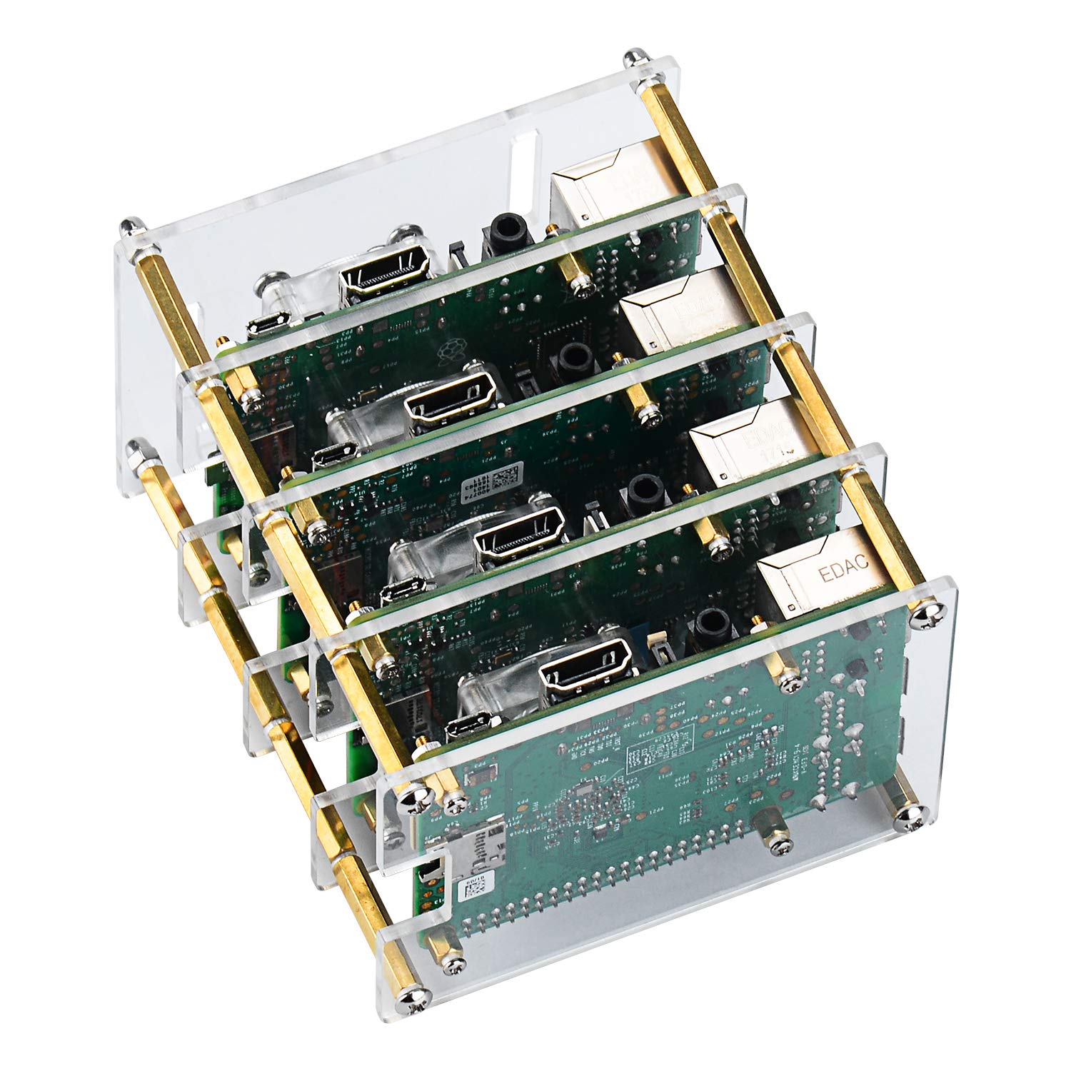 GeeekPi Raspberry Pi 4 Obudowa z wentylatorem i radiatorem, 4-warstwowa obudowa akrylowa do Raspberry Pi 3/2 model B