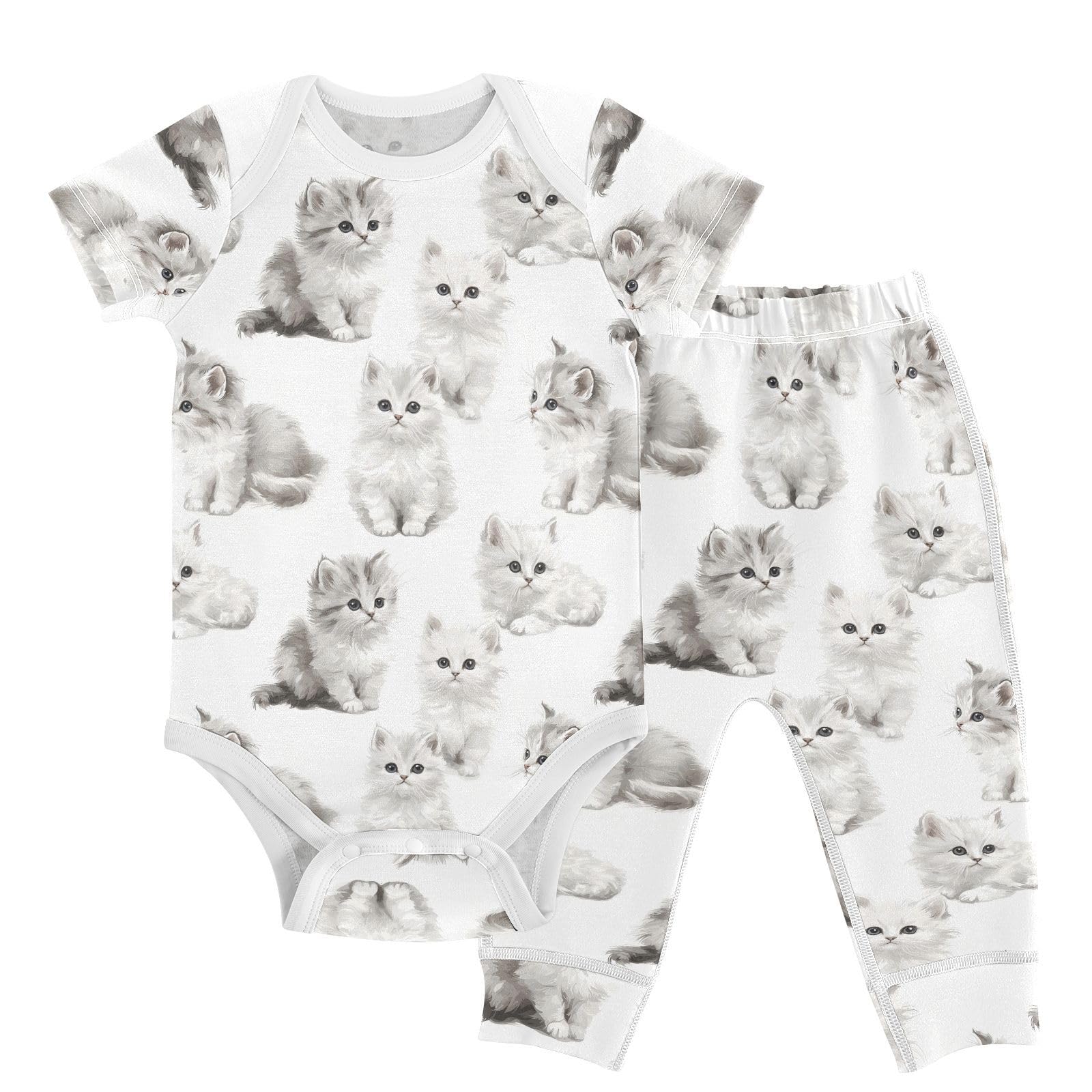 vvfelixl Unisex Short Sleeve Baby Pants Sets,Cute Oil Painting Style Baby Bodysuits Set,Babys Layette Sets Clothes for 18-24M