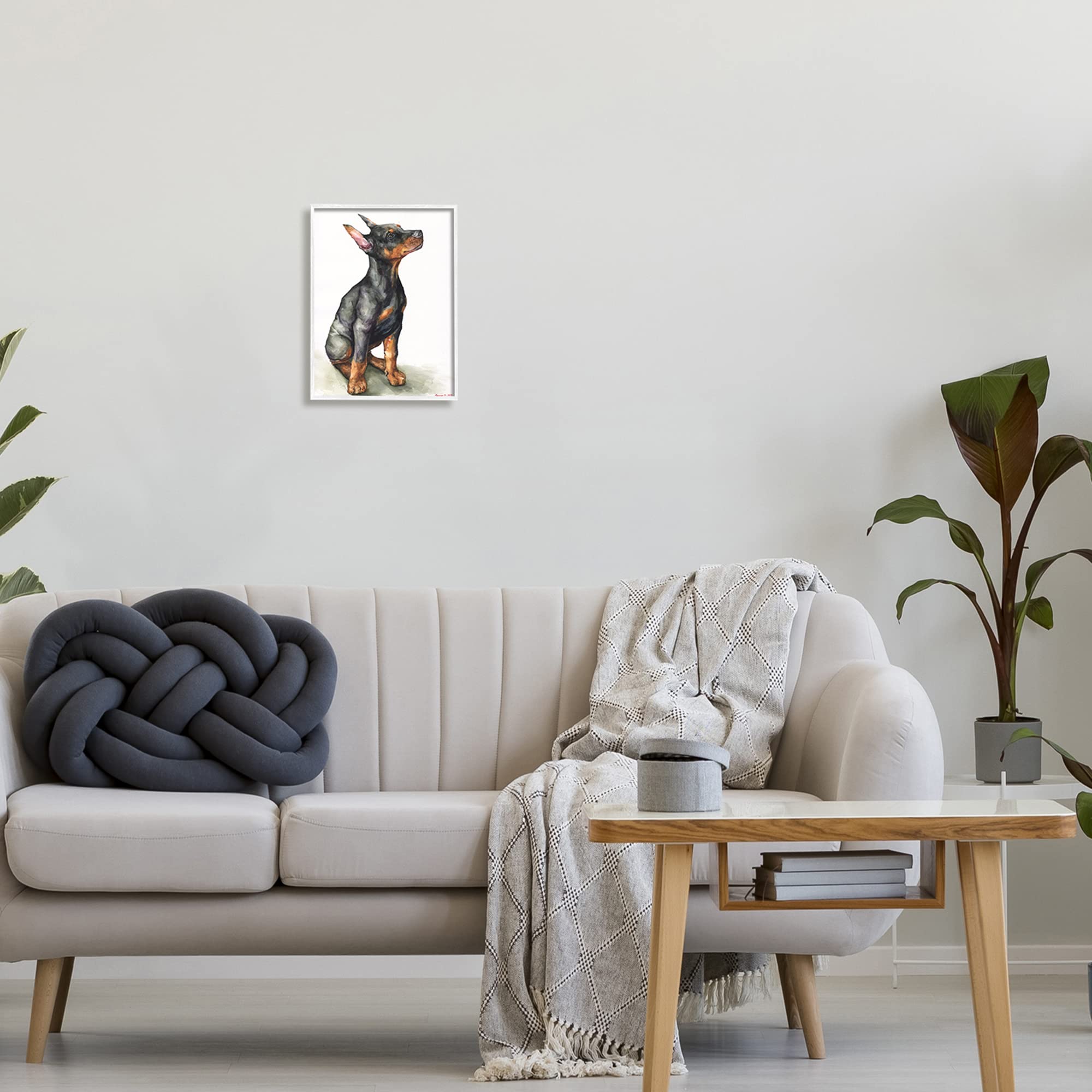 ドーベルマン　アクリル画　原画 Amazon.co.jp: Stupell Industries ドーベルマン 子犬 犬 ペット
